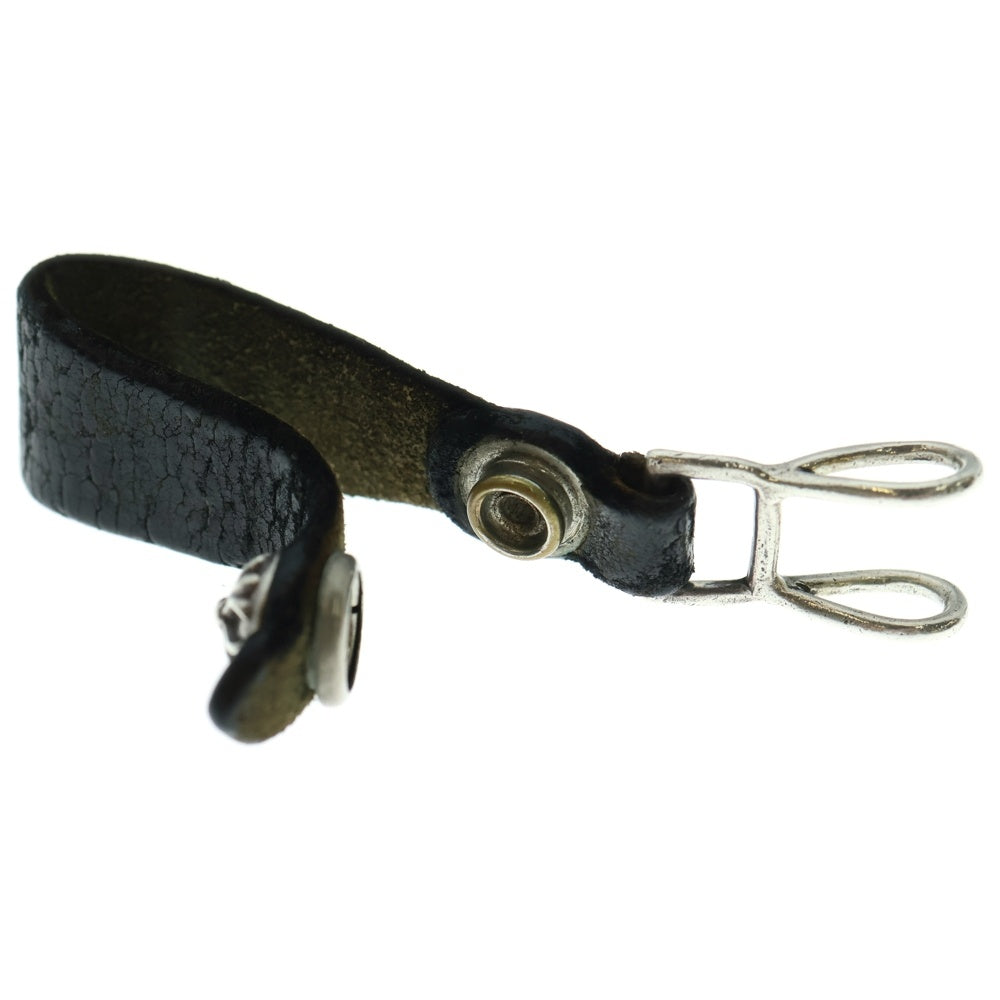 CHROME HEARTS(クロムハーツ) BELT LOOP クロスボールボタンレザーベルトループ シルバー/ブラック BCA397