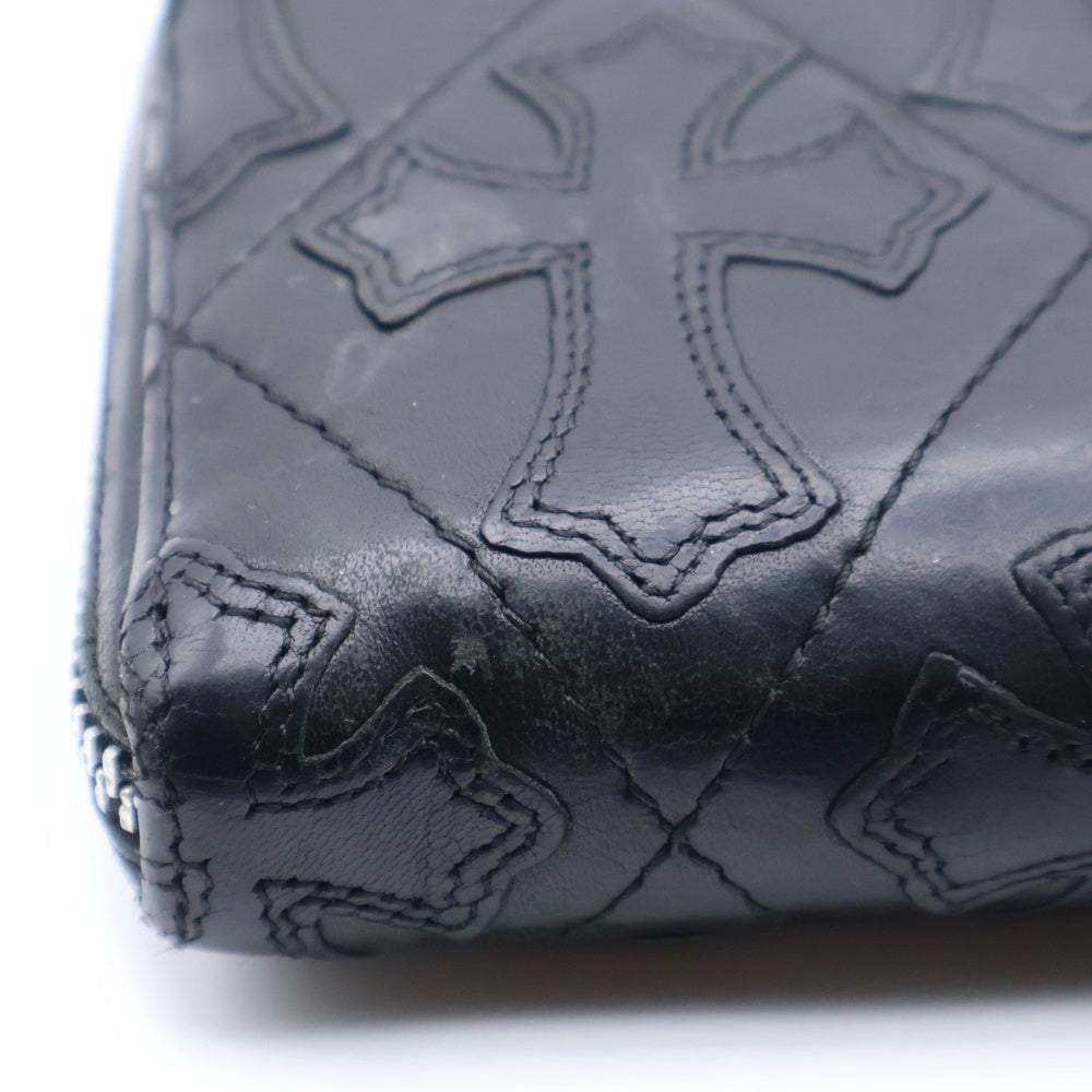 CHROME HEARTS(クロムハーツ) REC F ZIP QUILTED セメタリー クロスキルティング レザーウォレット 財布 ブラック