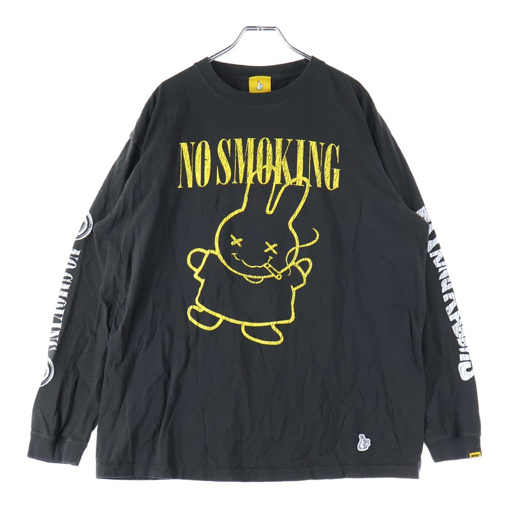 FR2(エフアールツー) NO SMOKING ラヴィットプリント ロングTシャツ ブラック