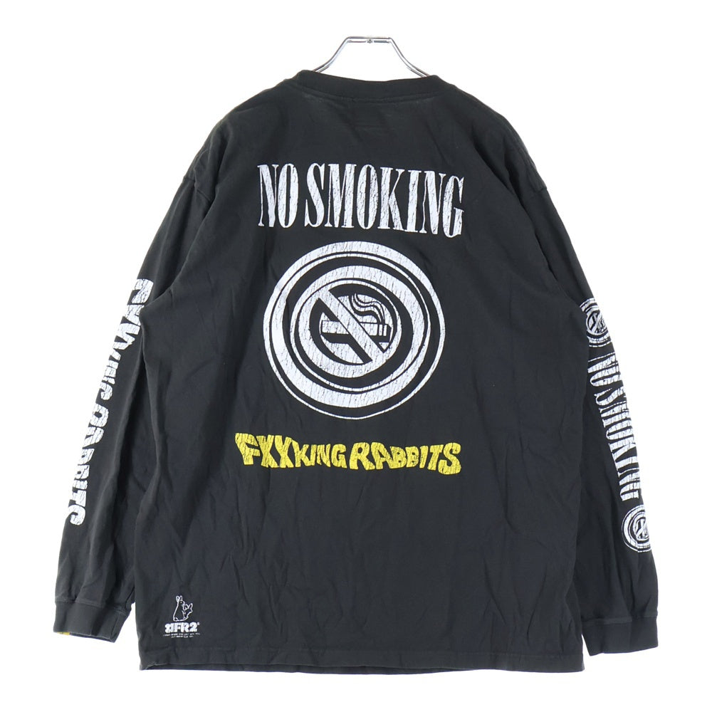 FR2(エフアールツー) NO SMOKING ラヴィットプリント ロングTシャツ ブラック