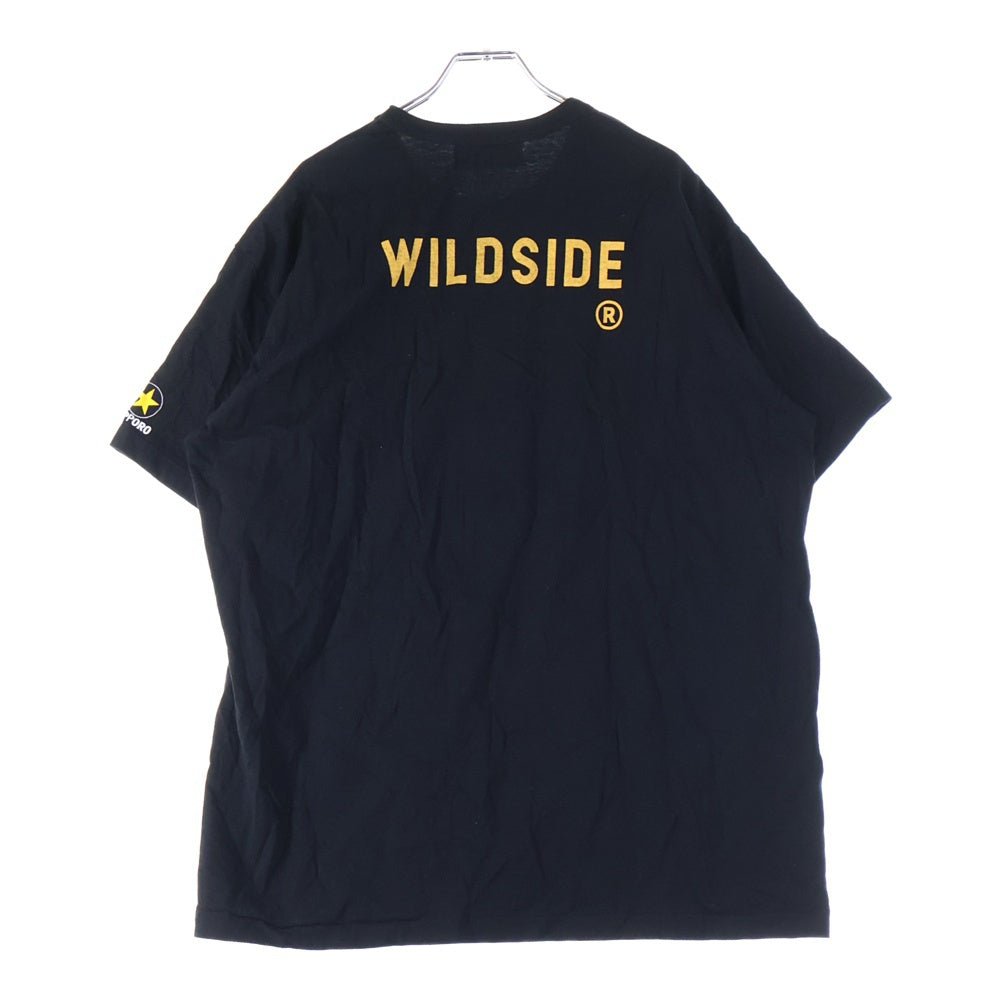 WILDSIDE YOHJI YAMAMOTO(ワイルドサイド ヨウジ ヤマモト) ×サッポロ黒ラベル ロゴプリント半袖Tシャツ ブラック