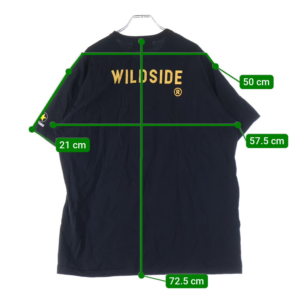 WILDSIDE YOHJI YAMAMOTO(ワイルドサイド ヨウジ ヤマモト) ×サッポロ黒ラベル ロゴプリント半袖Tシャツ ブラック