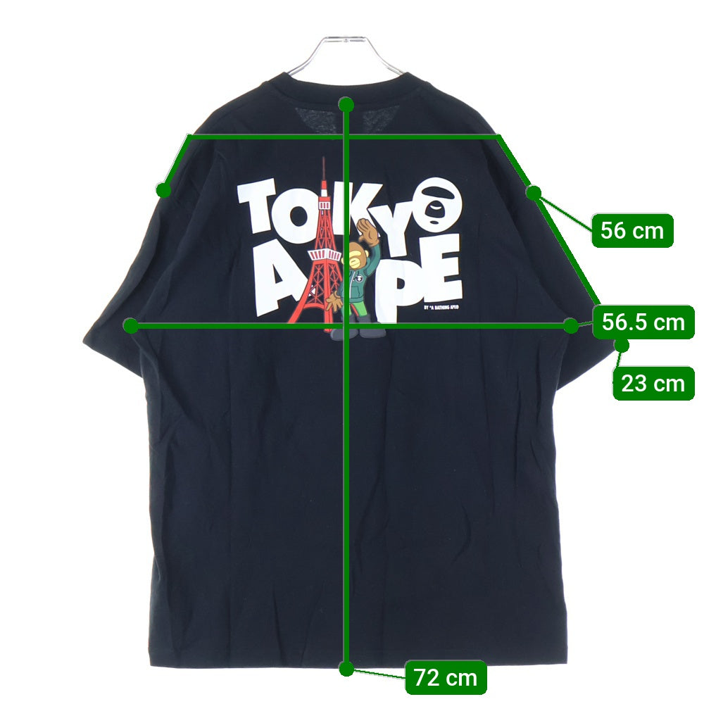 A BATHING APE(アベイシングエイプ) JAPAN EXCLUSIVE ラフォーレ原宿限定 ロゴプリント 半袖Tシャツ ブラック AAPTEM1763XXO