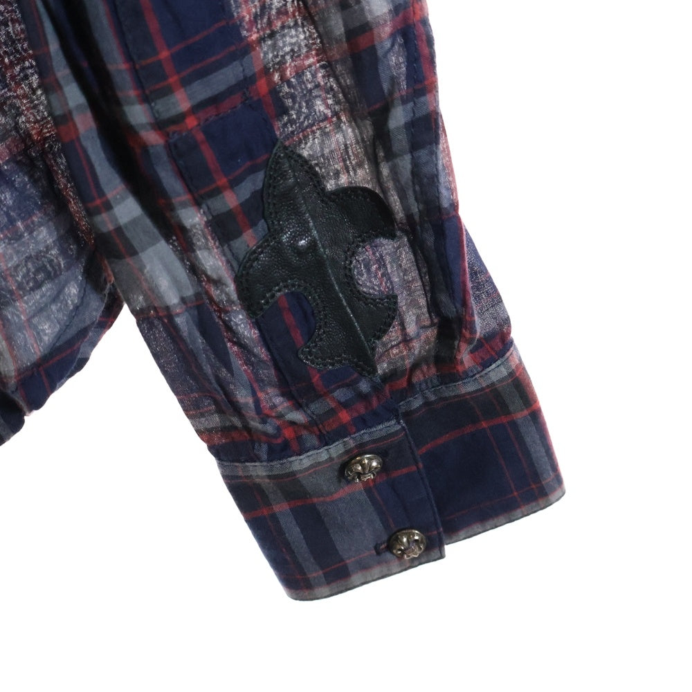 CHROME HEARTS(クロムハーツ) 袖BSフレア レザーパッチチェック柄長袖