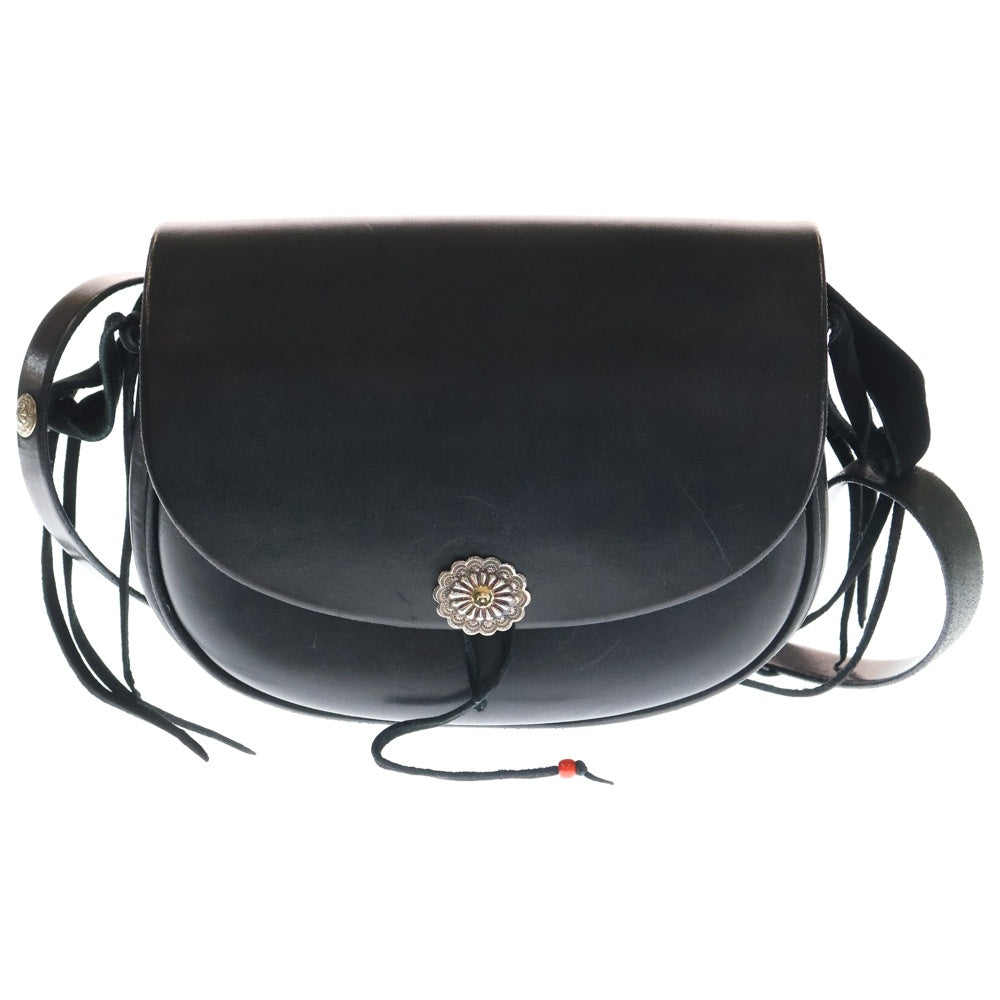 goro's(ゴローズ) K18フラワーコンチョ付きレザーバケットバッグ ブラック