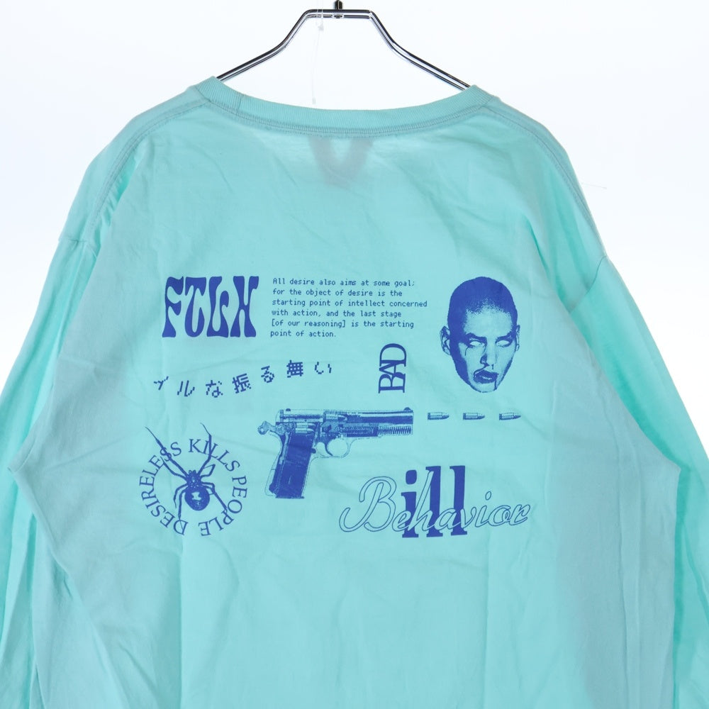 FLATLUX(フラットラックス) PHILOSOPHY LS-T フィロソフィープリント長袖Tシャツ ブルー