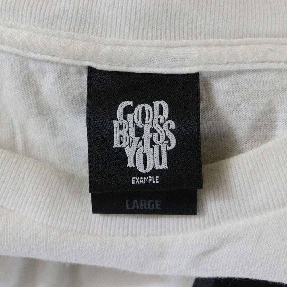 EXAMPLE(エグザンプル) GOD BLESS YOU TEE ゴッドブレスユー プリント半袖Tシャツ ホワイト