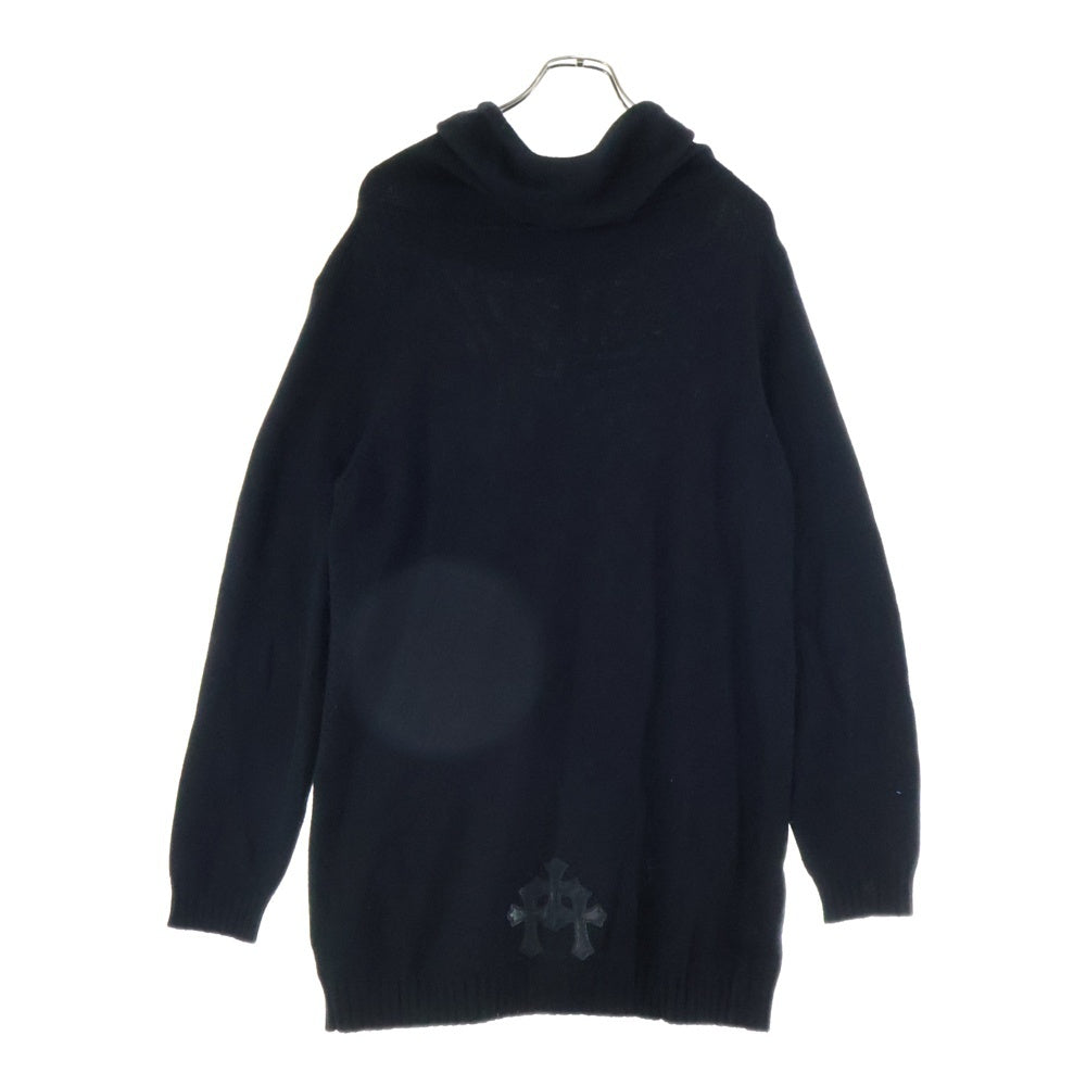 CHROME HEARTS(クロムハーツ) Y NOT クロスパッチ付きカシミアニットロングパーカー ブラック