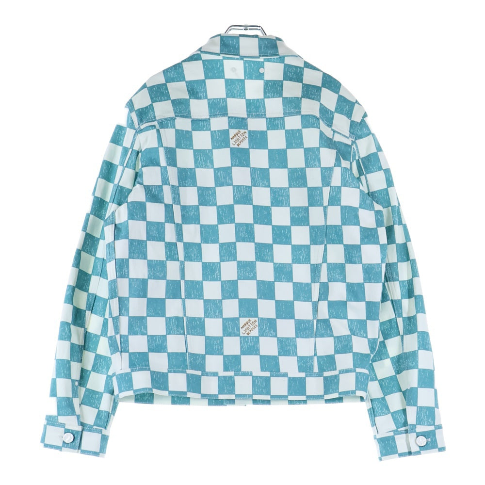 LOUIS VUITTON(ルイヴィトン) 21AW ダミエデニムチェッカートラッカージャケット RM2129 IM3 HLA20W ブルー/ホワイト
