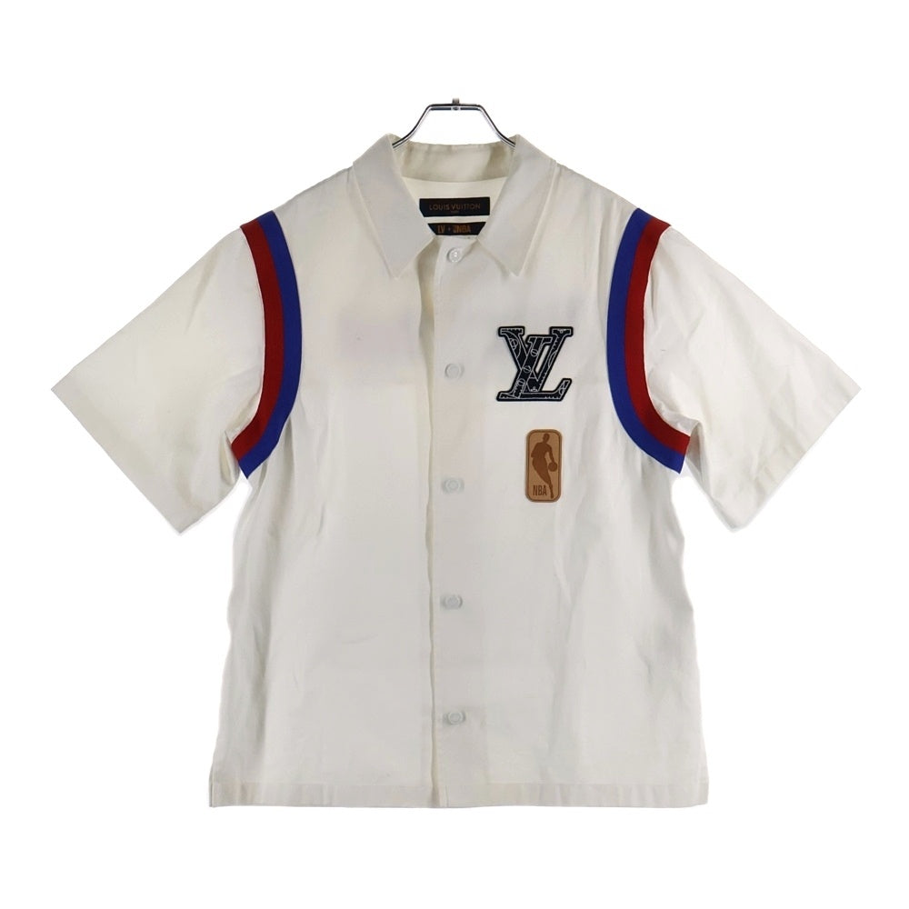LOUIS VUITTON(ルイヴィトン) 21SS×NBA バックロゴレザーパッチ付き半袖シャツ RM212M EV9 HLS11W ホワイト