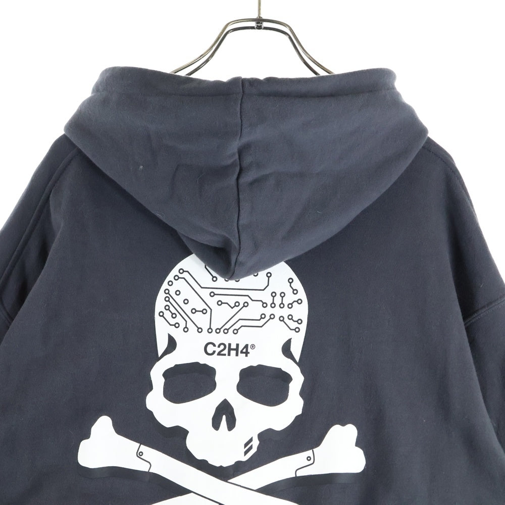 mastermind JAPAN(マスターマインドジャパン) ×C2H4 Skull Print Zip Pocket Hoodie スカルポケットプルオーバーフーディーパーカー グレー