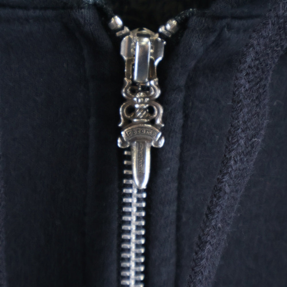 CHROME HEARTS(クロムハーツ) SWTSHRT HD ZIP Tバーアーチロゴプリント 裏地サーマルジップアップフーディーパーカー ブラック