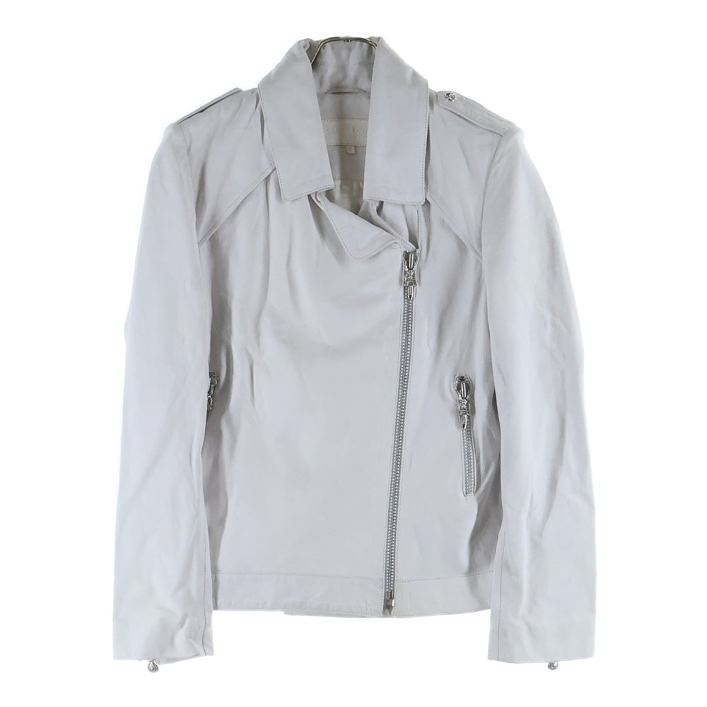 CHROME HEARTS(クロムハーツ) ダガージップ シープスキンダブルライダースジャケット ホワイト レディース