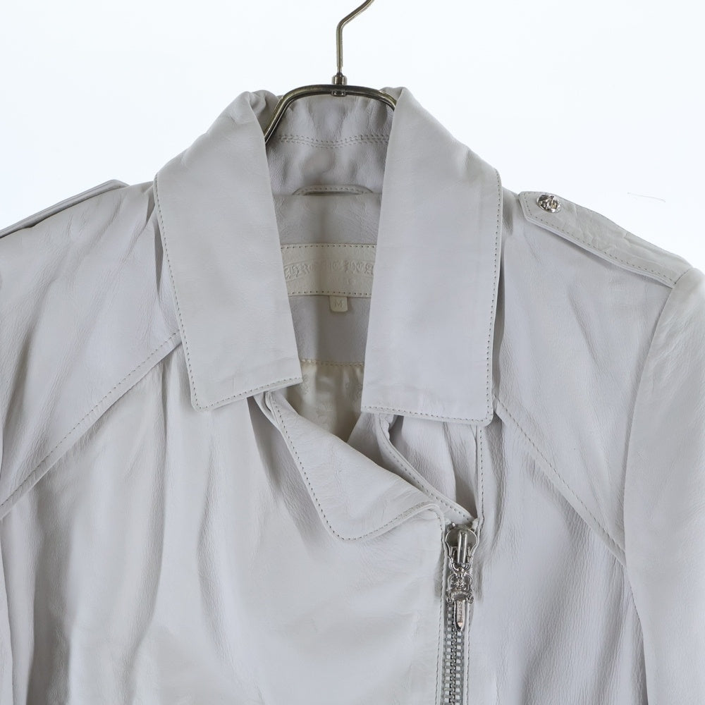 CHROME HEARTS(クロムハーツ) ダガージップ シープスキンダブルライダースジャケット ホワイト レディース