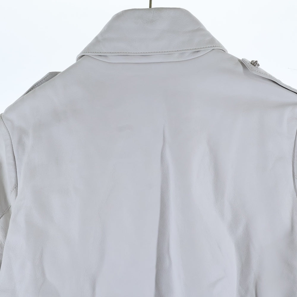 CHROME HEARTS(クロムハーツ) ダガージップ シープスキンダブルライダースジャケット ホワイト レディース