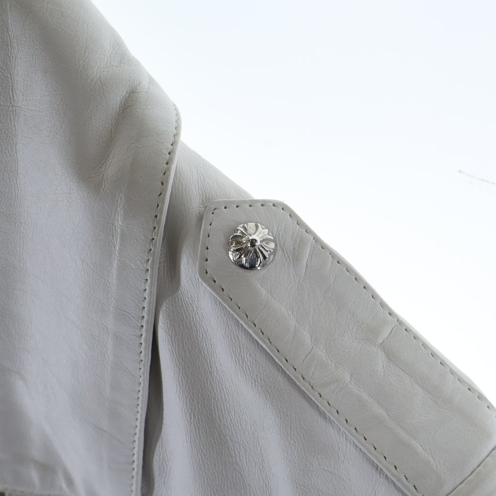 CHROME HEARTS(クロムハーツ) ダガージップ シープスキンダブルライダースジャケット ホワイト レディース