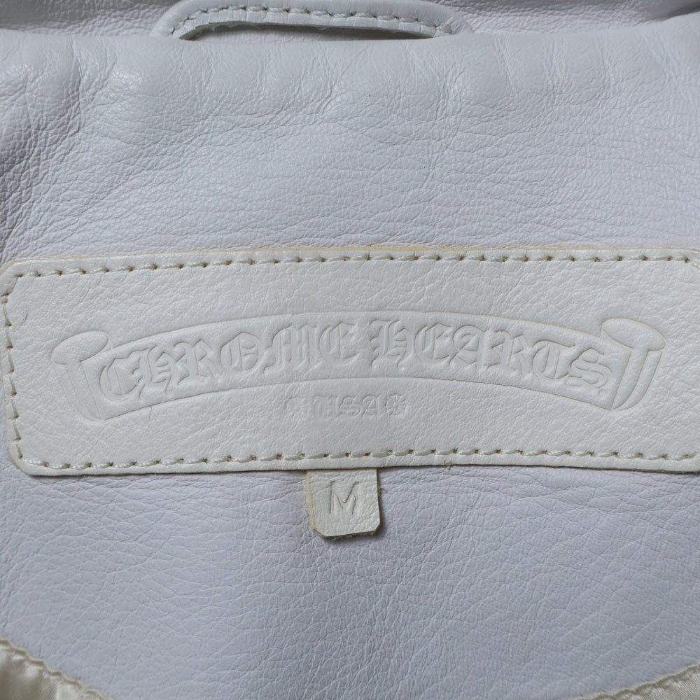 CHROME HEARTS(クロムハーツ) ダガージップ シープスキンダブルライダースジャケット ホワイト レディース