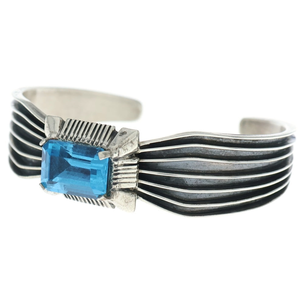 INDIAN JEWELRY(インディアンジュエリー) Lナバホ族L.James L.ジェームス ストーン バングル シルバー