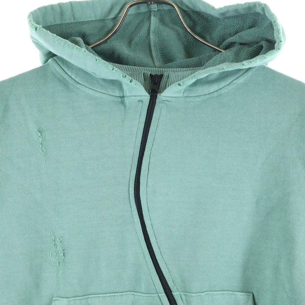 FFFPOSTALSERVICE(トリプルエフポスタルサービス) 25SS Curved Zip-Up Hoodie カーブジップアップフーディーパーカー グリーン
