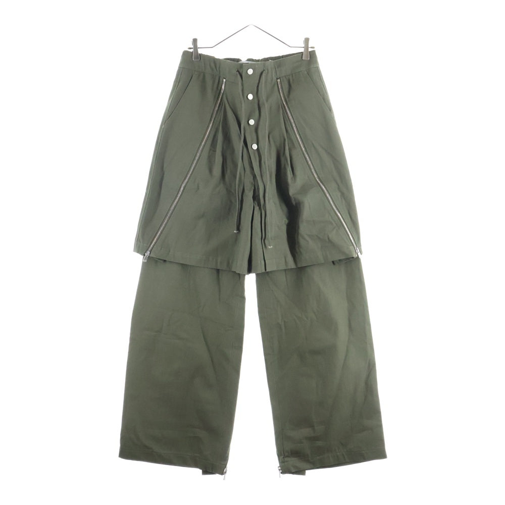 FFFPOSTALSERVICE(トリプルエフポスタルサービス) 25AW Double Layered Zip Trousers ダブルレイヤードトラウザーズパンツ FFFPSFW2518 グリーン