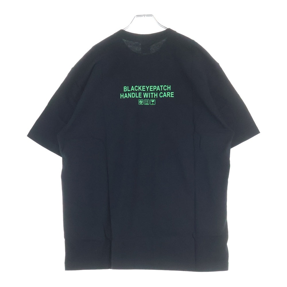 THE BLACK EYE PATCH(ブラックアイパッチ) 取扱注意 ロゴプリント クルーネック コットン 半袖 Tシャツ カットソー ブラック