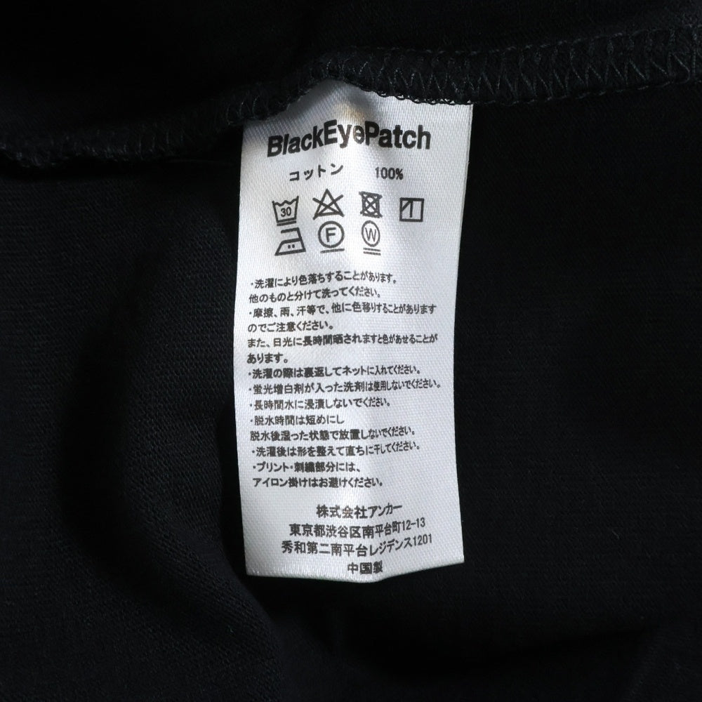 THE BLACK EYE PATCH(ブラックアイパッチ) 取扱注意 ロゴプリント クルーネック コットン 半袖 Tシャツ カットソー ブラック