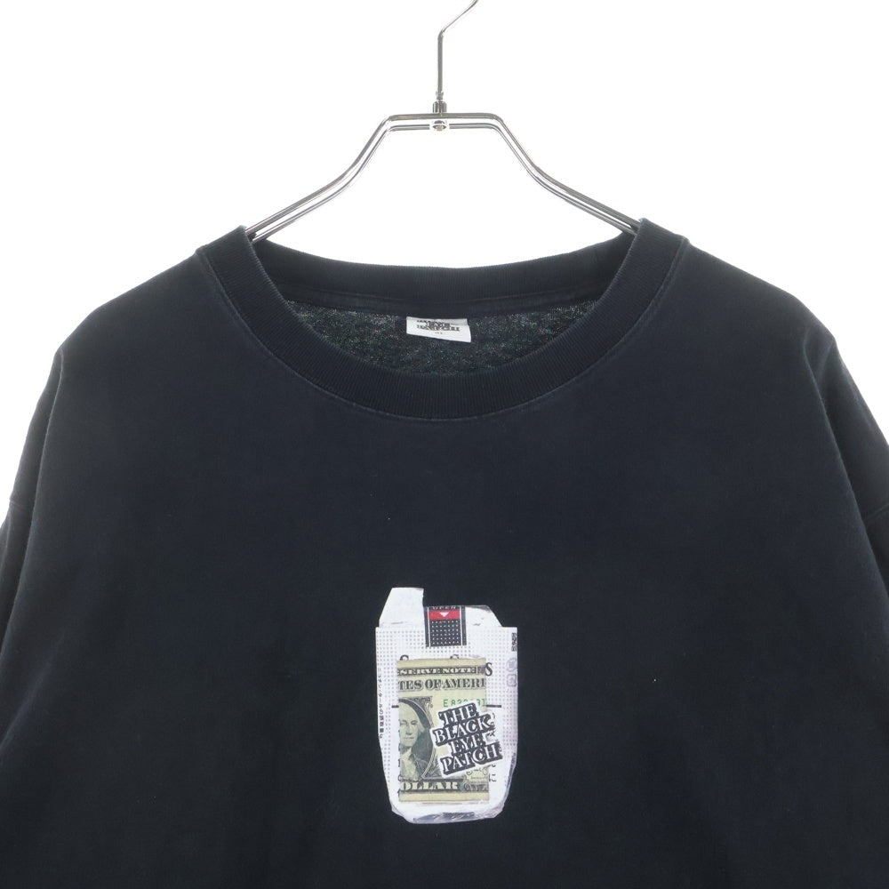 THE BLACK EYE PATCH(ブラックアイパッチ) Danger Hot Label プリント 半袖Tシャツ ブラック