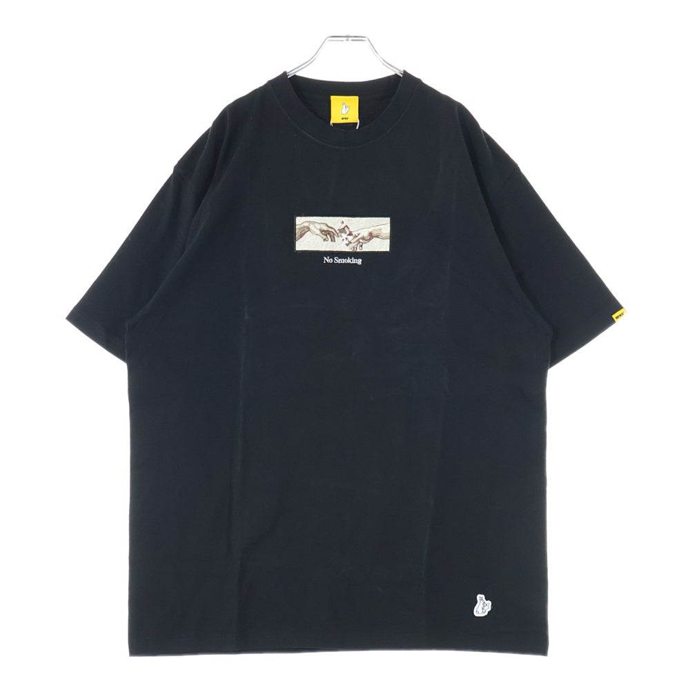 FR2(エフアールツー) Embroidery No Smoking クルーネック半袖Tシャツ ブラック