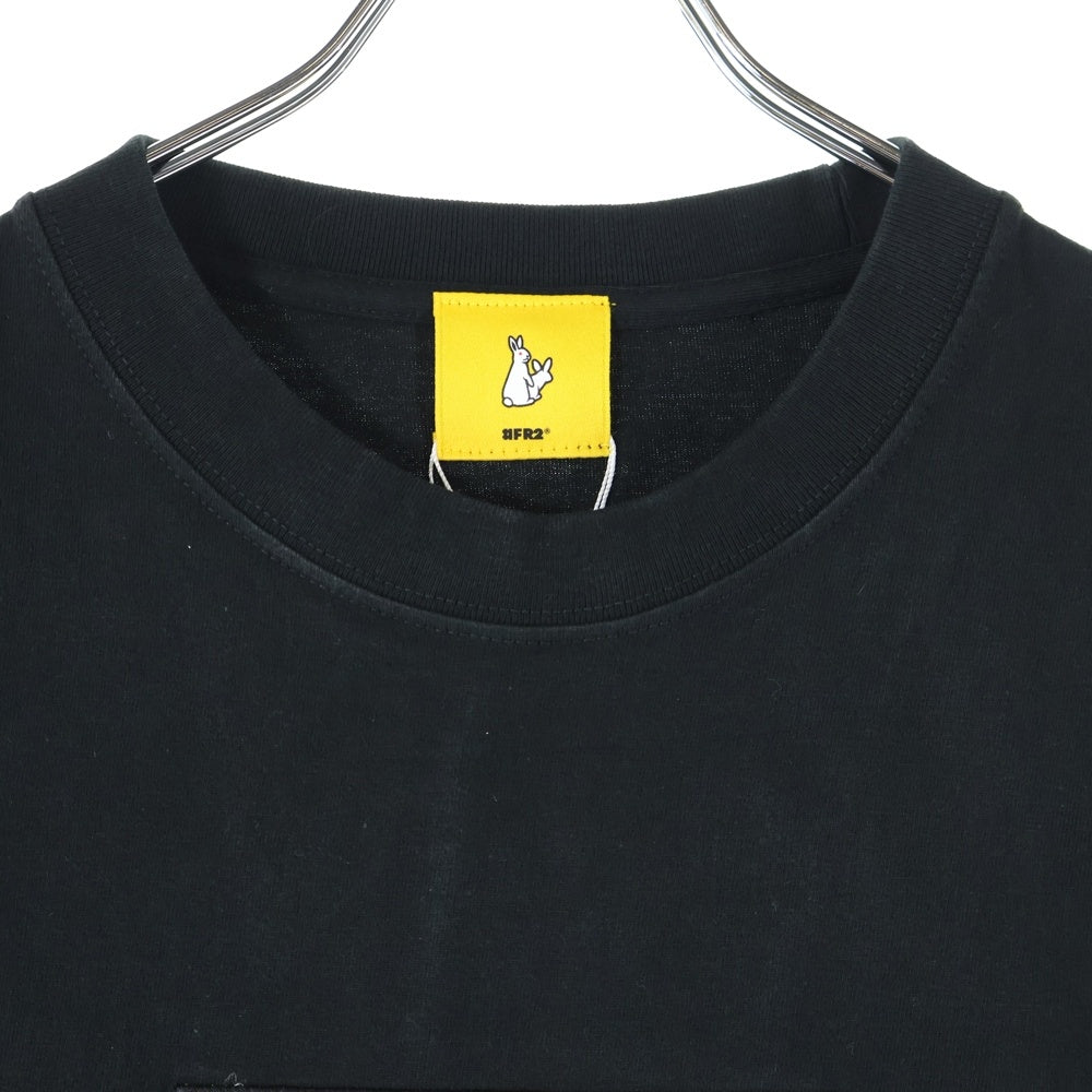FR2(エフアールツー) Embroidery No Smoking クルーネック半袖Tシャツ ブラック