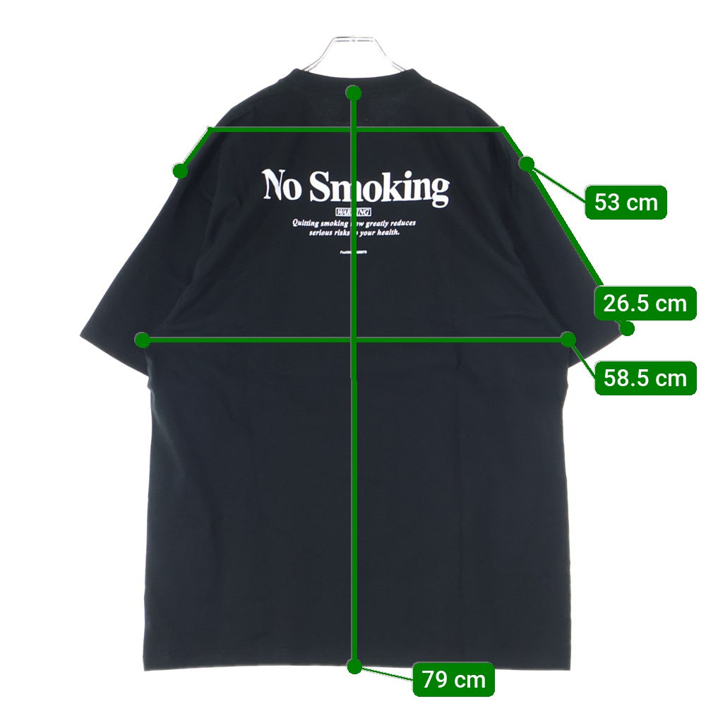 FR2(エフアールツー) Embroidery No Smoking クルーネック半袖Tシャツ ブラック