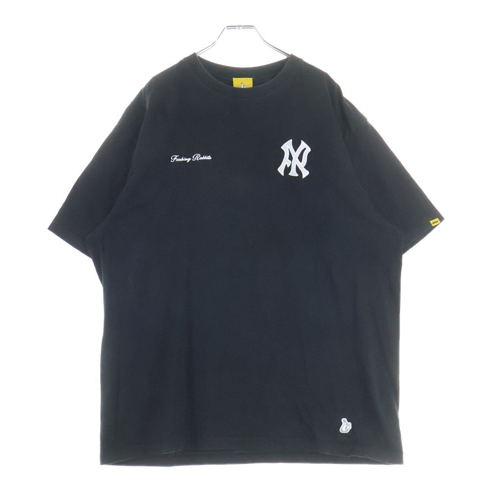 FR2(エフアールツー) MLB NYロゴ刺繍 クルーネック半袖Tシャツ ブラック