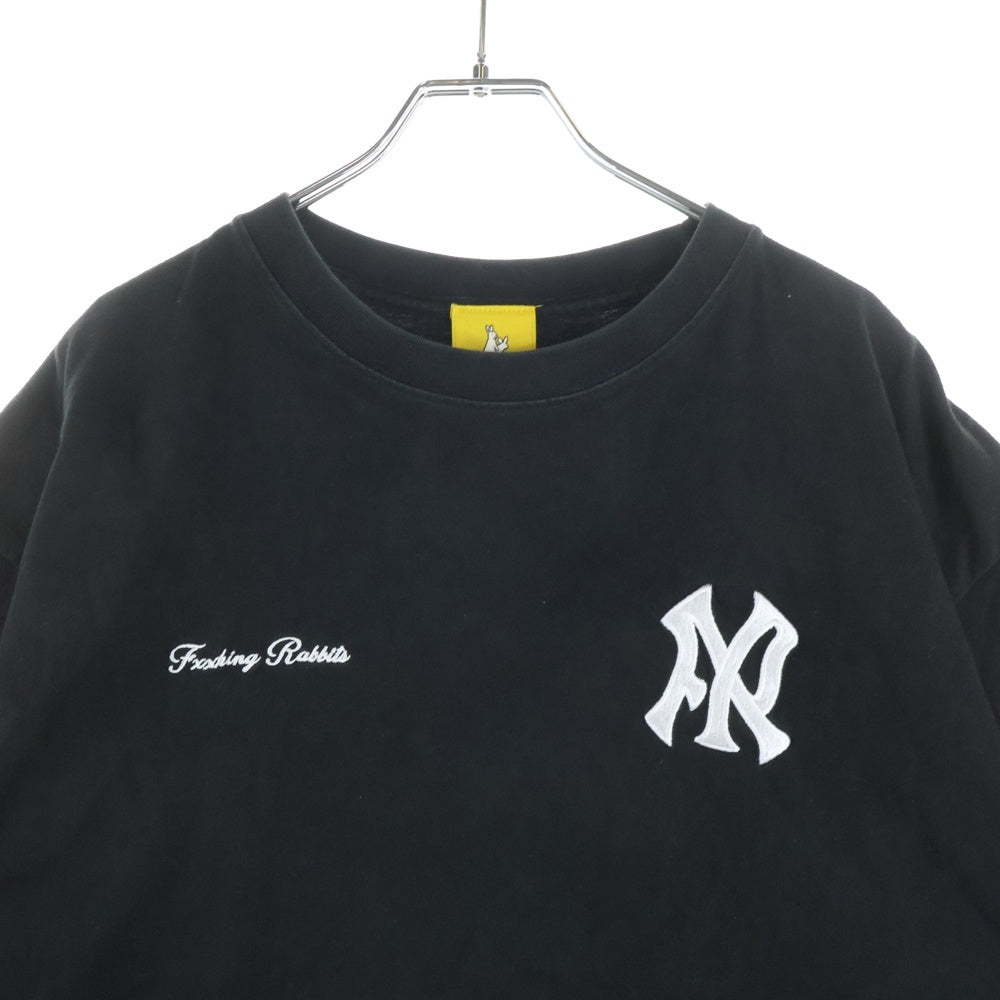 FR2(エフアールツー) MLB NYロゴ刺繍 クルーネック半袖Tシャツ ブラック