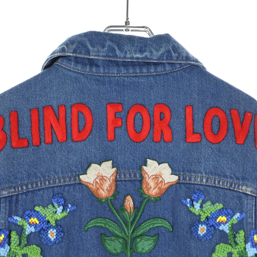 GUCCI(グッチ) 18SS BLIND FOR LOVE アニマルロゴエンブロイダリーデニムジャケット 489823 XRA22 インディゴブルー