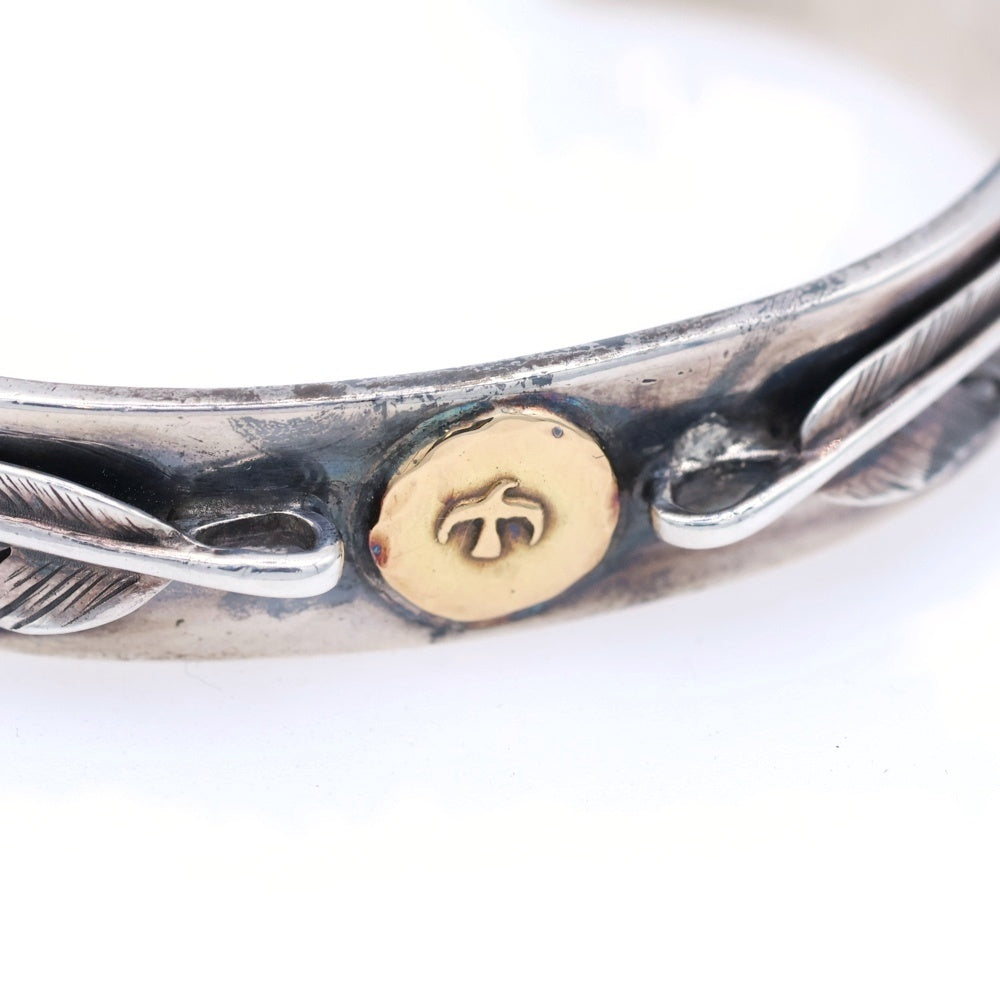 goro's(ゴローズ) SV小フェザー付き平打ちブレス バングル S シルバー