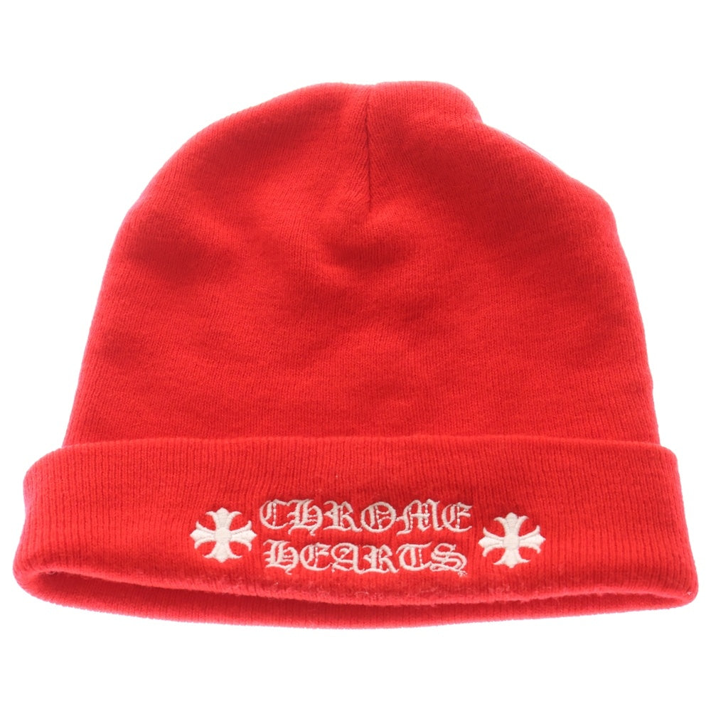 CHROME HEARTS(クロムハーツ) WATCH CAP ワッチキャップ ロゴ刺繍ビーニー ニットキャップ 帽子 レッド レディース