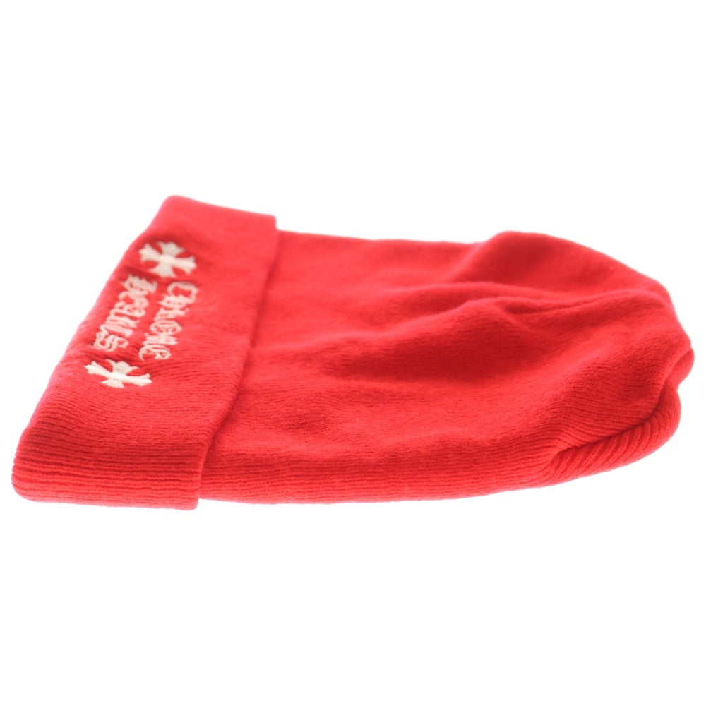 CHROME HEARTS(クロムハーツ) WATCH CAP ワッチキャップ ロゴ刺繍ビーニー ニットキャップ 帽子 レッド レディース