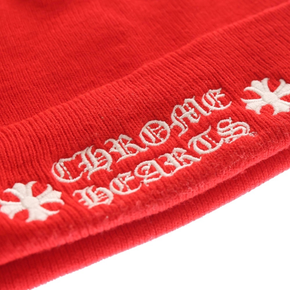 CHROME HEARTS(クロムハーツ) WATCH CAP ワッチキャップ ロゴ刺繍ビーニー ニットキャップ 帽子 レッド レディース