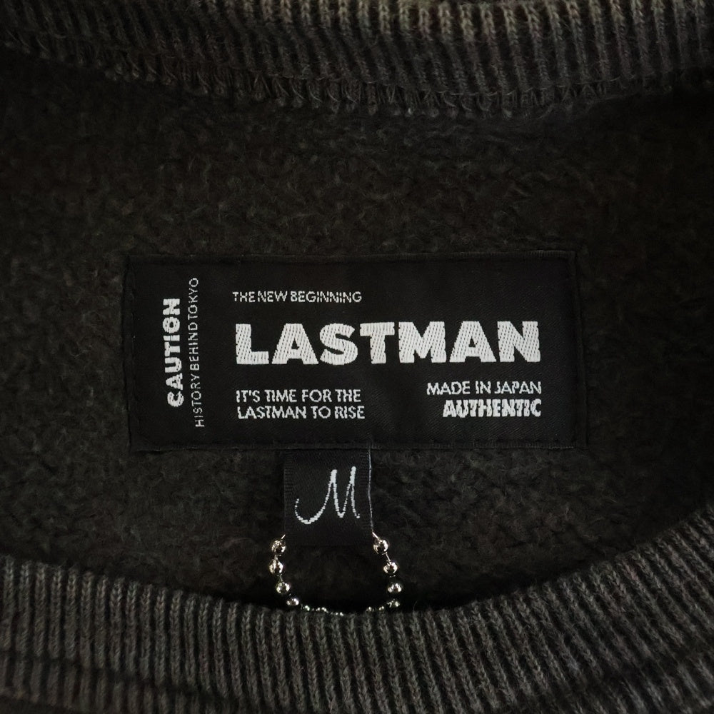LASTMAN(ラストマン) 25AW EMBROIDERED CREW NECK LTM ヴィンテージ加工スウェットトレーナー 252LM-CT13 ブラック