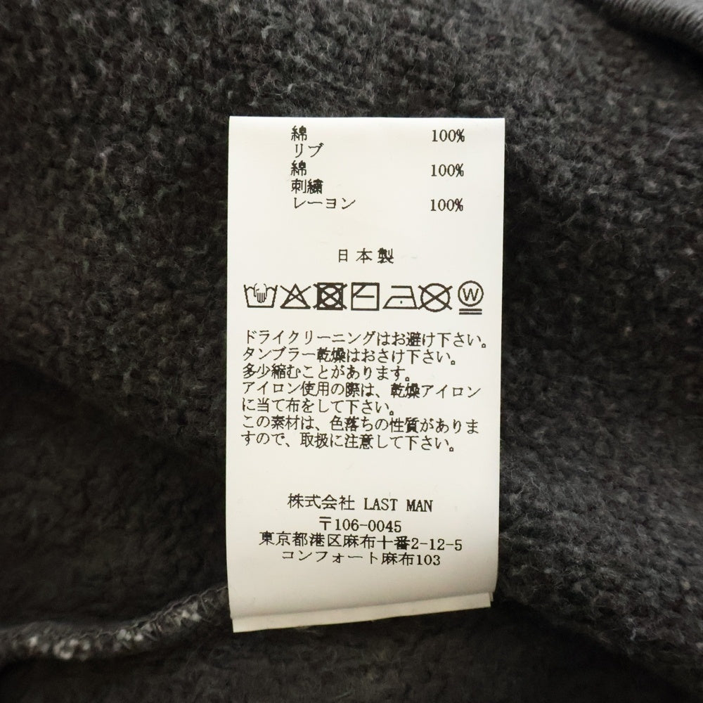 LASTMAN(ラストマン) 25AW EMBROIDERED CREW NECK LTM ヴィンテージ加工スウェットトレーナー 252LM-CT13 ブラック
