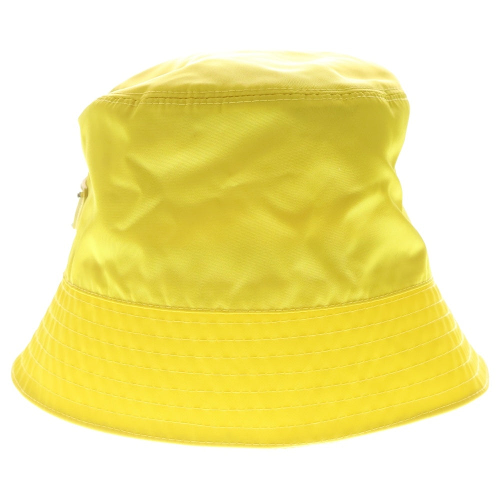 PRADA(プラダ) トライアングルプレートロゴ ナイロンバケットハット 帽子 イエロー レディース