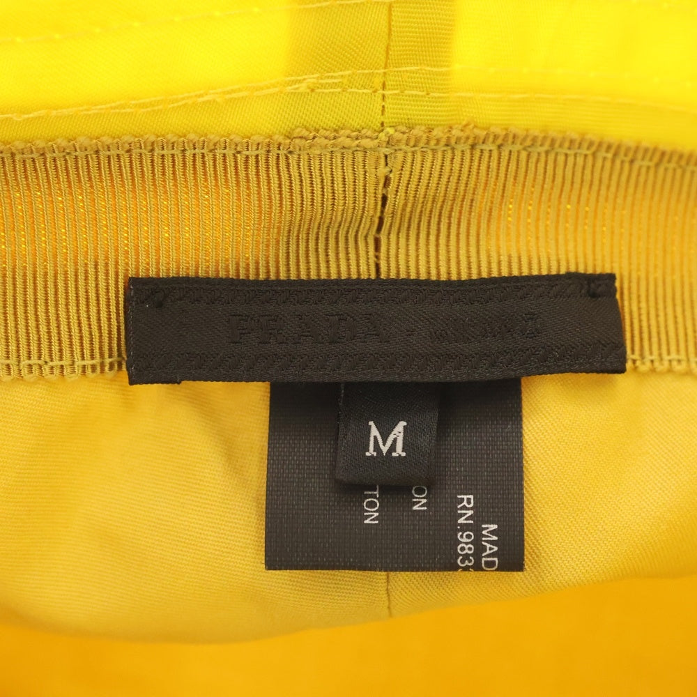 PRADA(プラダ) トライアングルプレートロゴ ナイロンバケットハット 帽子 イエロー レディース