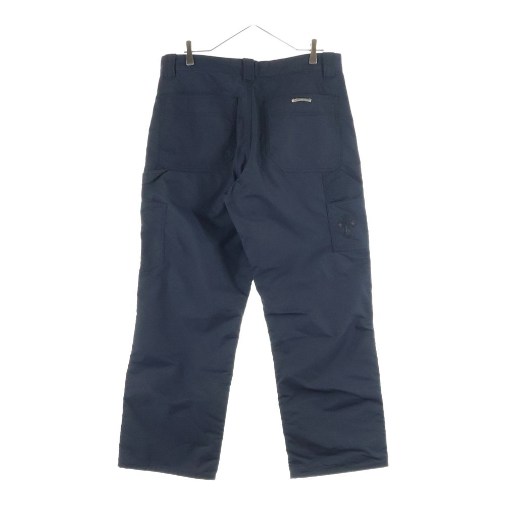 CHROME HEARTS(クロムハーツ) CARPENTER DOUBLE KNEE クロスパッチ付きレザー切替 ナイロンカーペンターロングパンツ ブラック