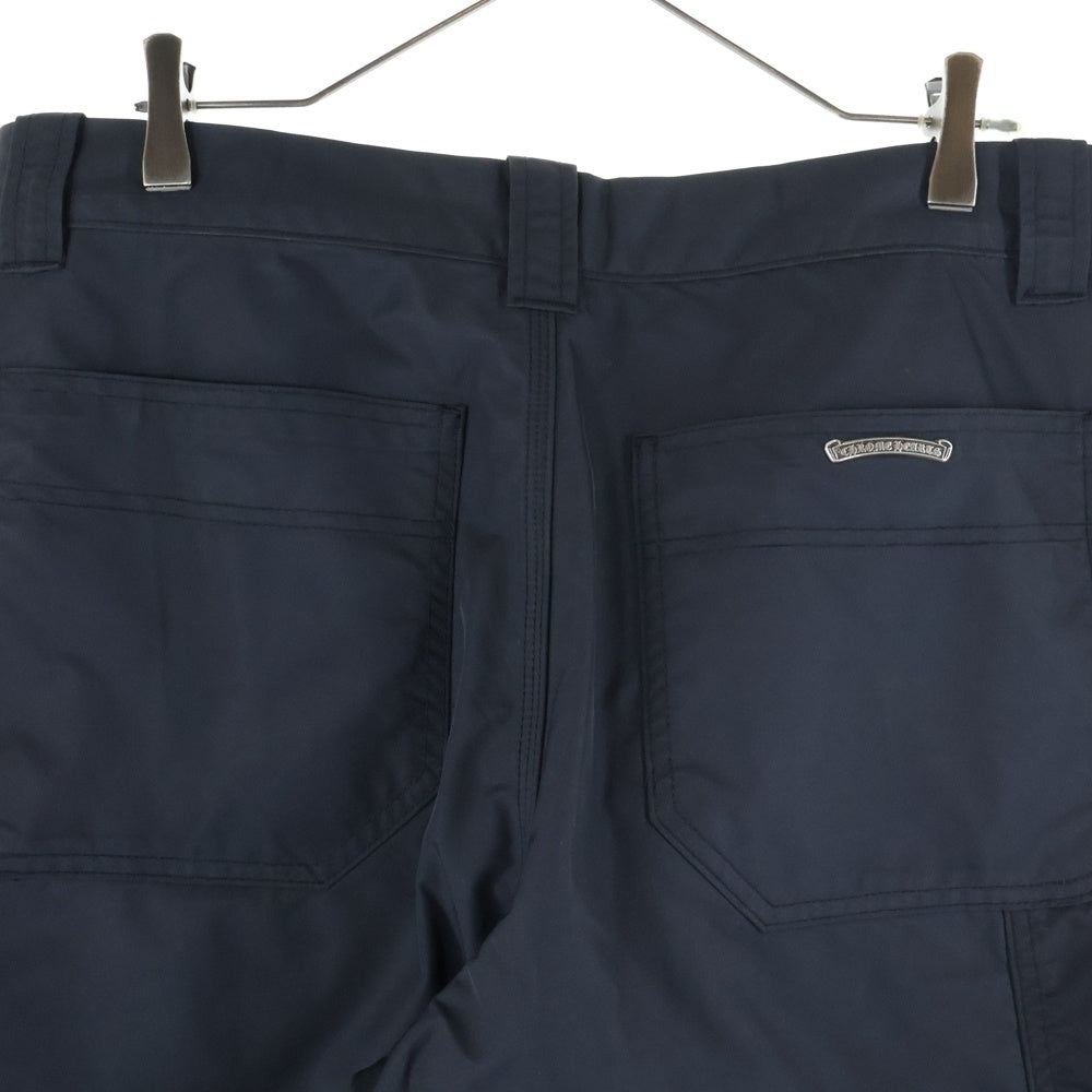 CHROME HEARTS(クロムハーツ) CARPENTER DOUBLE KNEE クロスパッチ付きレザー切替 ナイロンカーペンターロングパンツ ブラック