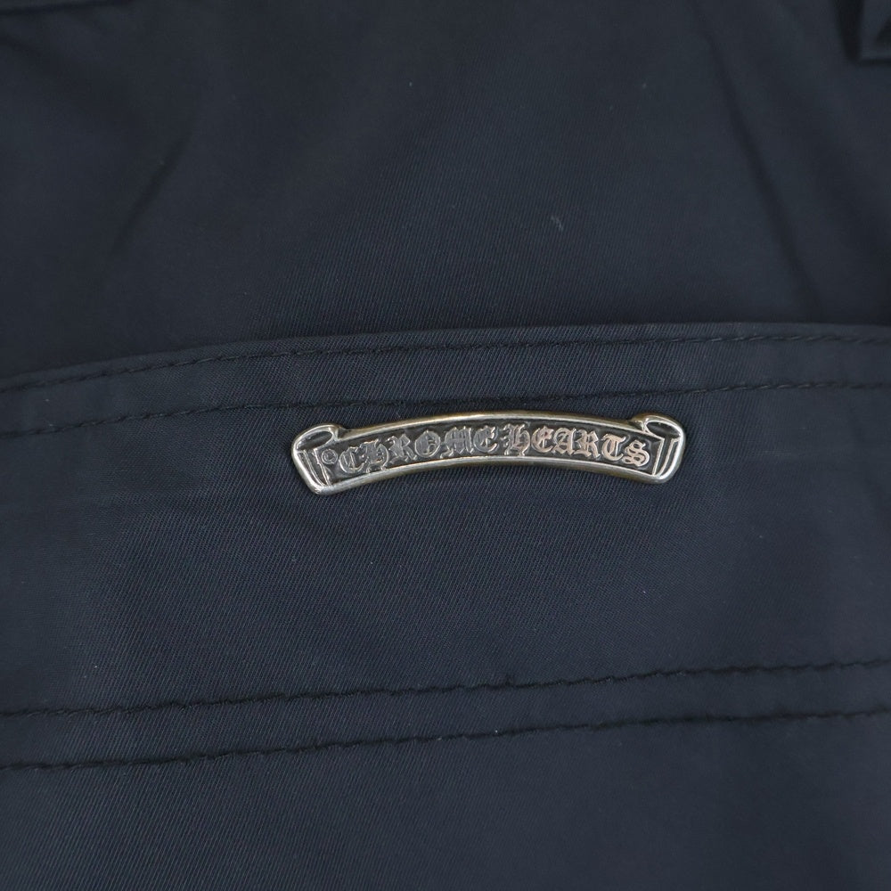 CHROME HEARTS(クロムハーツ) CARPENTER DOUBLE KNEE クロスパッチ付きレザー切替 ナイロンカーペンターロングパンツ ブラック