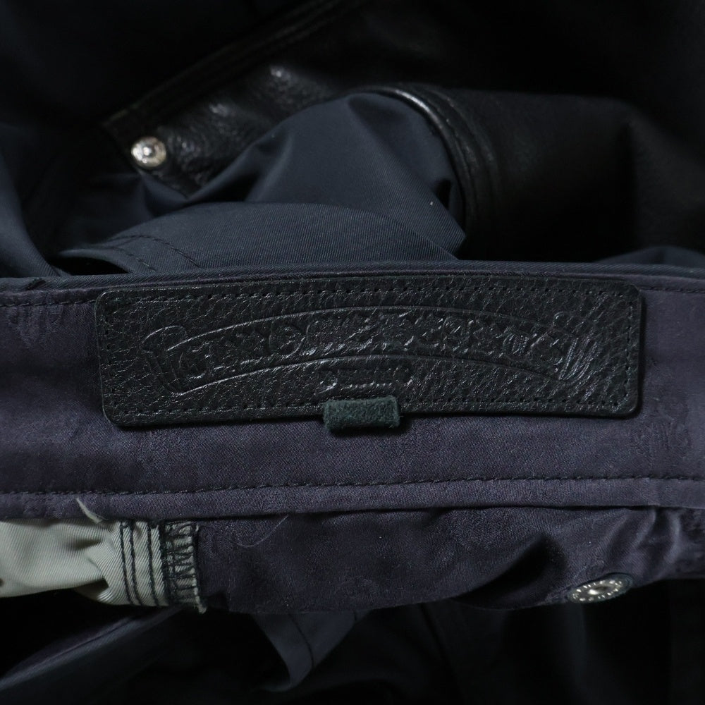 CHROME HEARTS(クロムハーツ) CARPENTER DOUBLE KNEE クロスパッチ付きレザー切替 ナイロンカーペンターロングパンツ ブラック