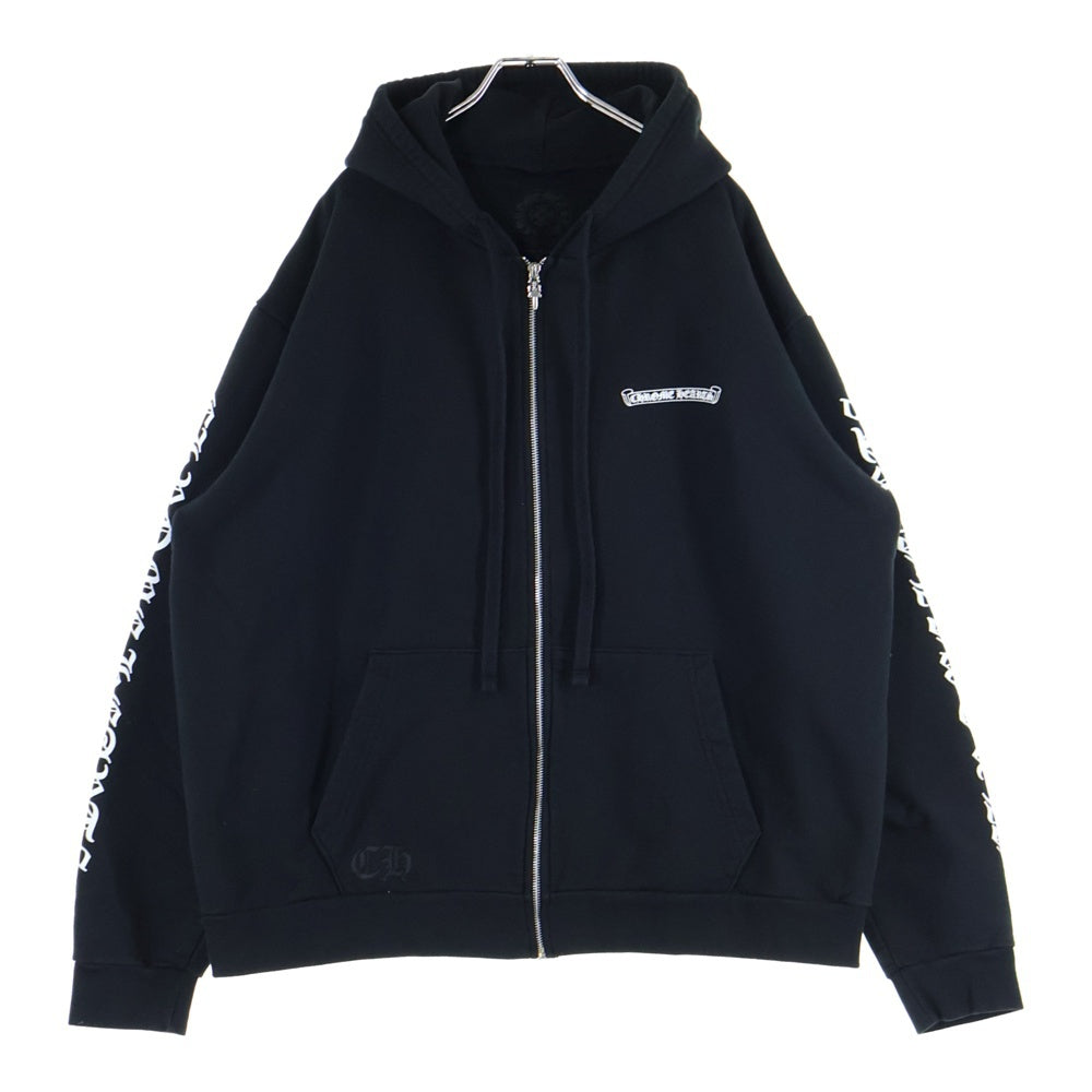 CHROME HEARTS(クロムハーツ) SWTSHRT HD ZIP アームロゴプリント ダガージップアップスウェットパーカー フーディー ブラック