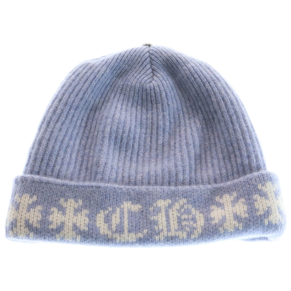 CHROME HEARTS(クロムハーツ) BIG DADDY ビッグダディ スターボール付きカシミヤニットビーニーニットキャップ ライトブルー