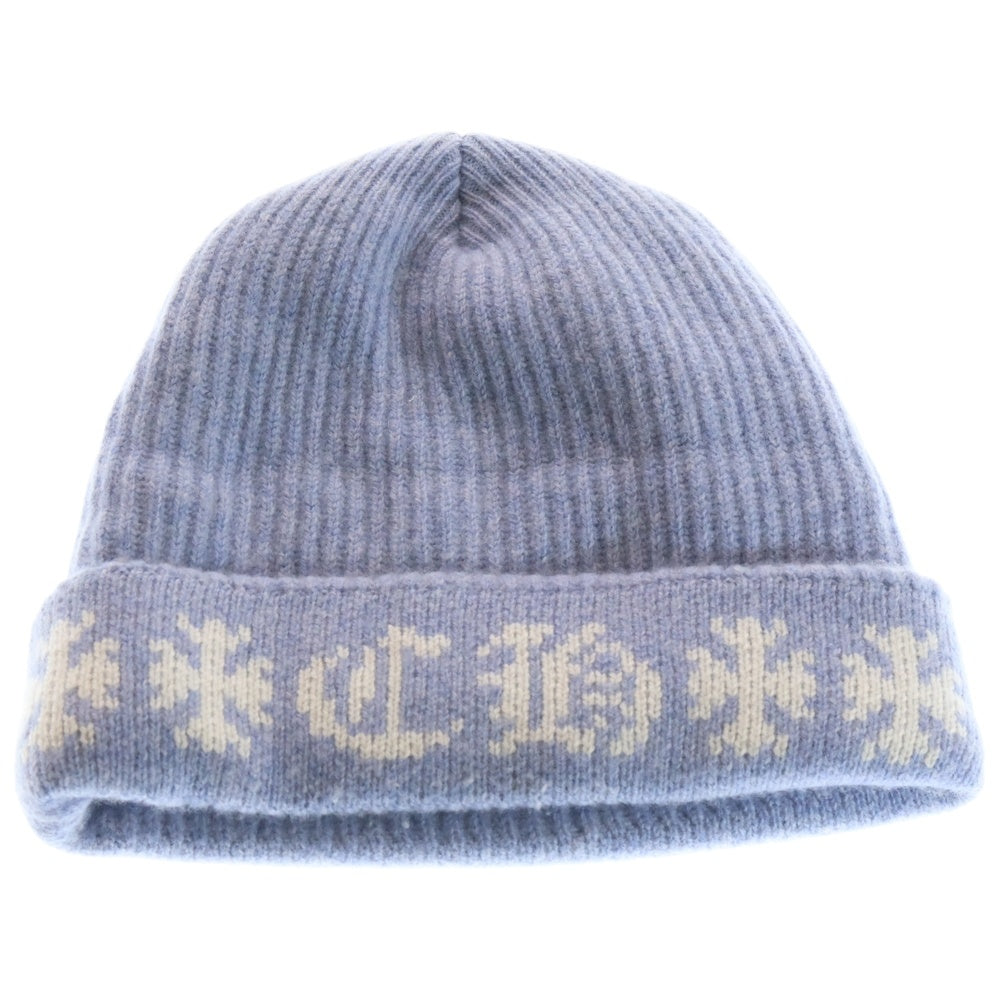 CHROME HEARTS(クロムハーツ) BIG DADDY ビッグダディ スターボール付きカシミヤニットビーニーニットキャップ ライトブルー