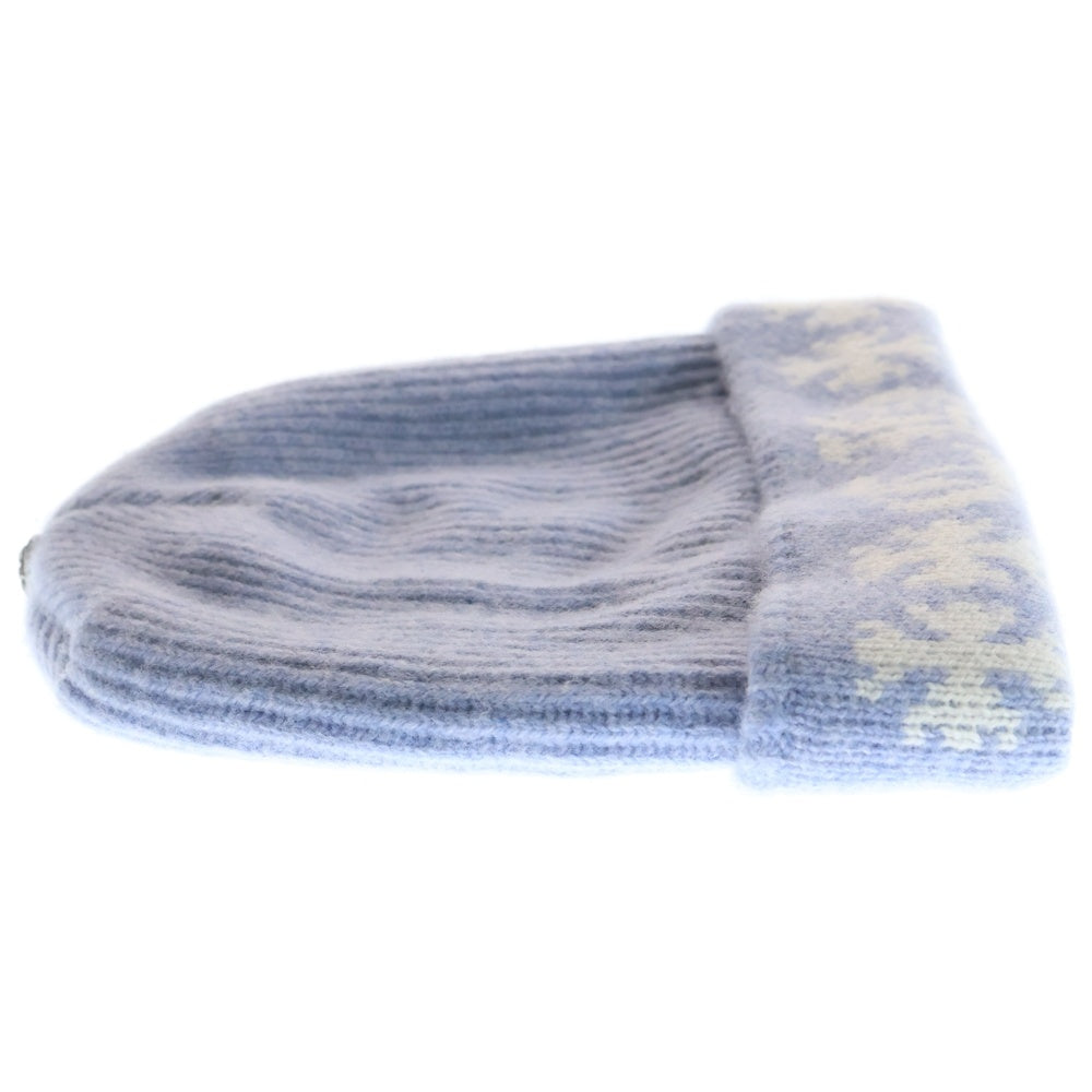 CHROME HEARTS(クロムハーツ) BIG DADDY ビッグダディ スターボール付きカシミヤニットビーニーニットキャップ ライトブルー