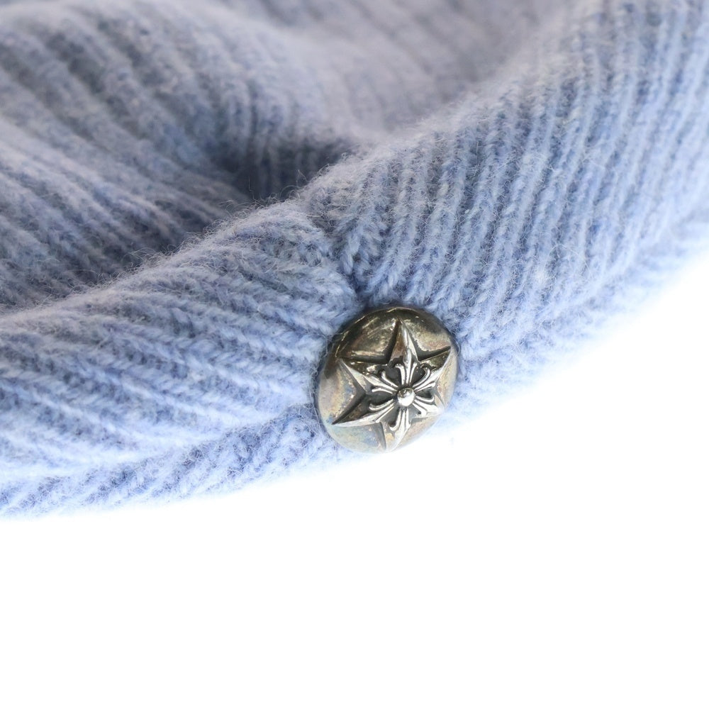 CHROME HEARTS(クロムハーツ) BIG DADDY ビッグダディ スターボール付きカシミヤニットビーニーニットキャップ ライトブルー